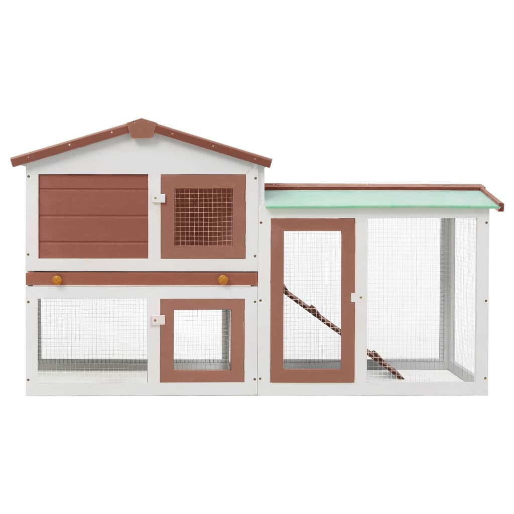 vidaXL Outdoor Large Rabbit Hutch Brown and White 57.1x17.7x33.5 Wood 