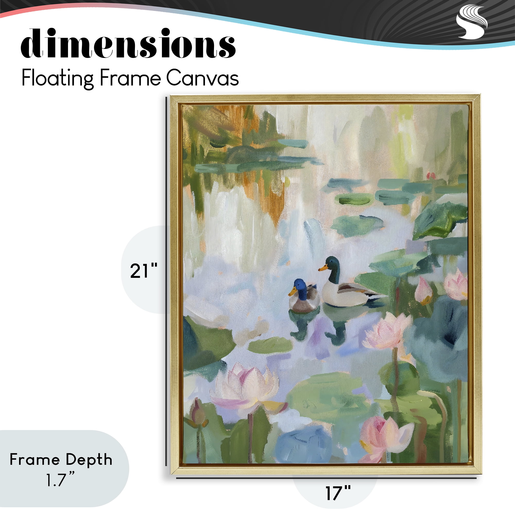 Stupell Industries Duck Pond During Tranquil Morning Gold Framed Floater Canvas Wall Art, design by The Prints Vibe