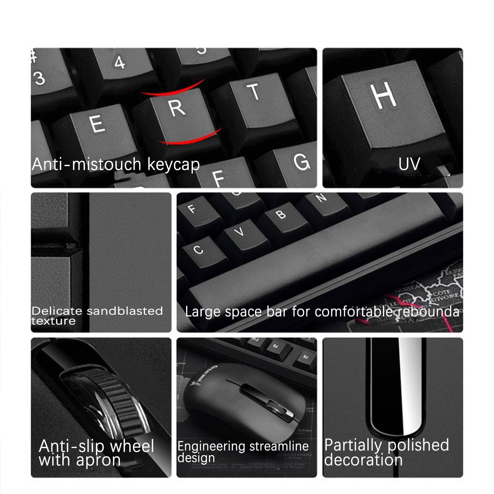 (30 pack) Suproot Wireless Keyboard and Mouse, Black 2.4GHz Ultra Thin Full Size Wireless Keyboard Mouse Combo Set with Number Pad for Laptop, PC, Desktop