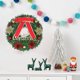 thumbnail image 5 of Corona navideña artificial con lazo y tarjeta de texto, adornada también con bolas y flores navideñas. Decoración navideña para la puerta., 5 of 7