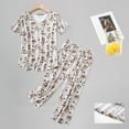 thumbnail image 2 of Kcodviy Ensemble de Pyjama pour Femme Court Tenue de Nuit pour Femme Haut à Manches Pantalon Capri Ensemble de Pyjama en Soie pour Femmes Tenue de Nuit Grande Taille, 2 of 6