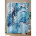 thumbnail image 4 of Fsddascl Blue Grey Marble Shower Curtain Set - 36" x 78" Washable Bathtub Curtain with 12 Hooks, Modern Geometric Textured Waterproof Fabric Stall Shower Curtains for Bathroom/Bathtub Décor, 4 of 6