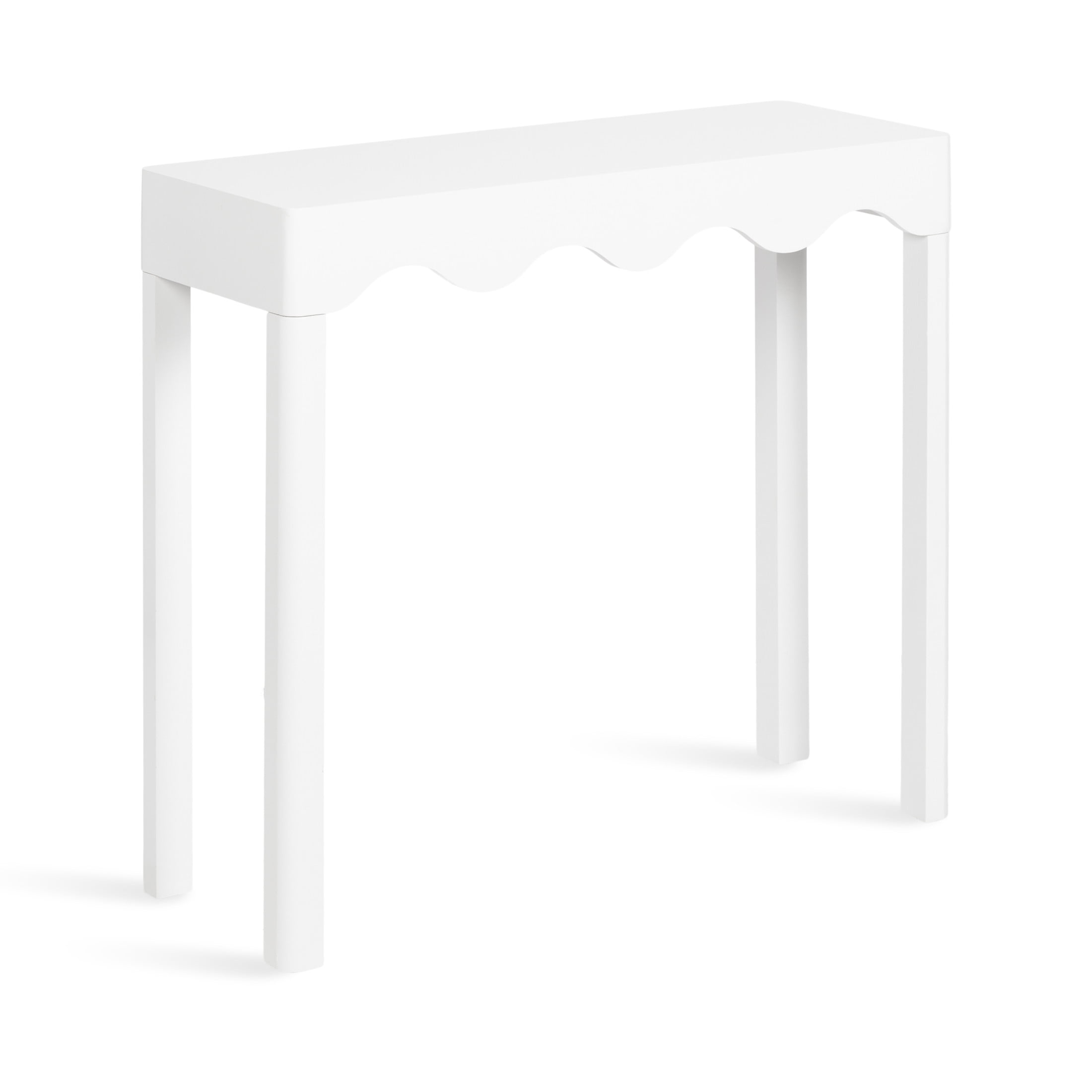 Kate and Laurel Maida Modern Rectangle Wooden Wavy Console Table, 32 x 12 x 30, White, Transitional Decorative Entryway Table with Wavy Apron for Entry Decor Option