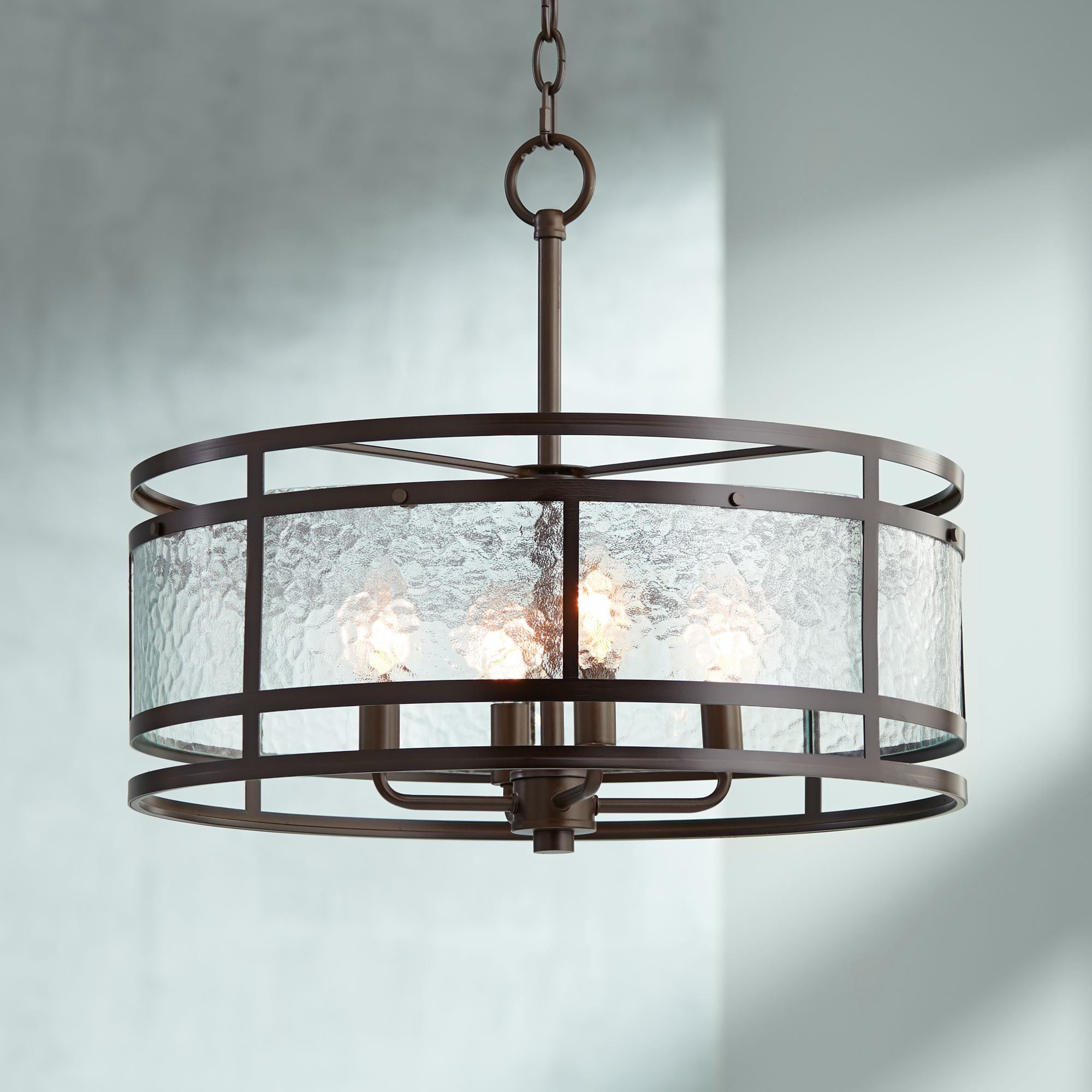 Regency Hill Oil Rubbed Bronze Round Pendant Chandelier 20" Wide Rustic