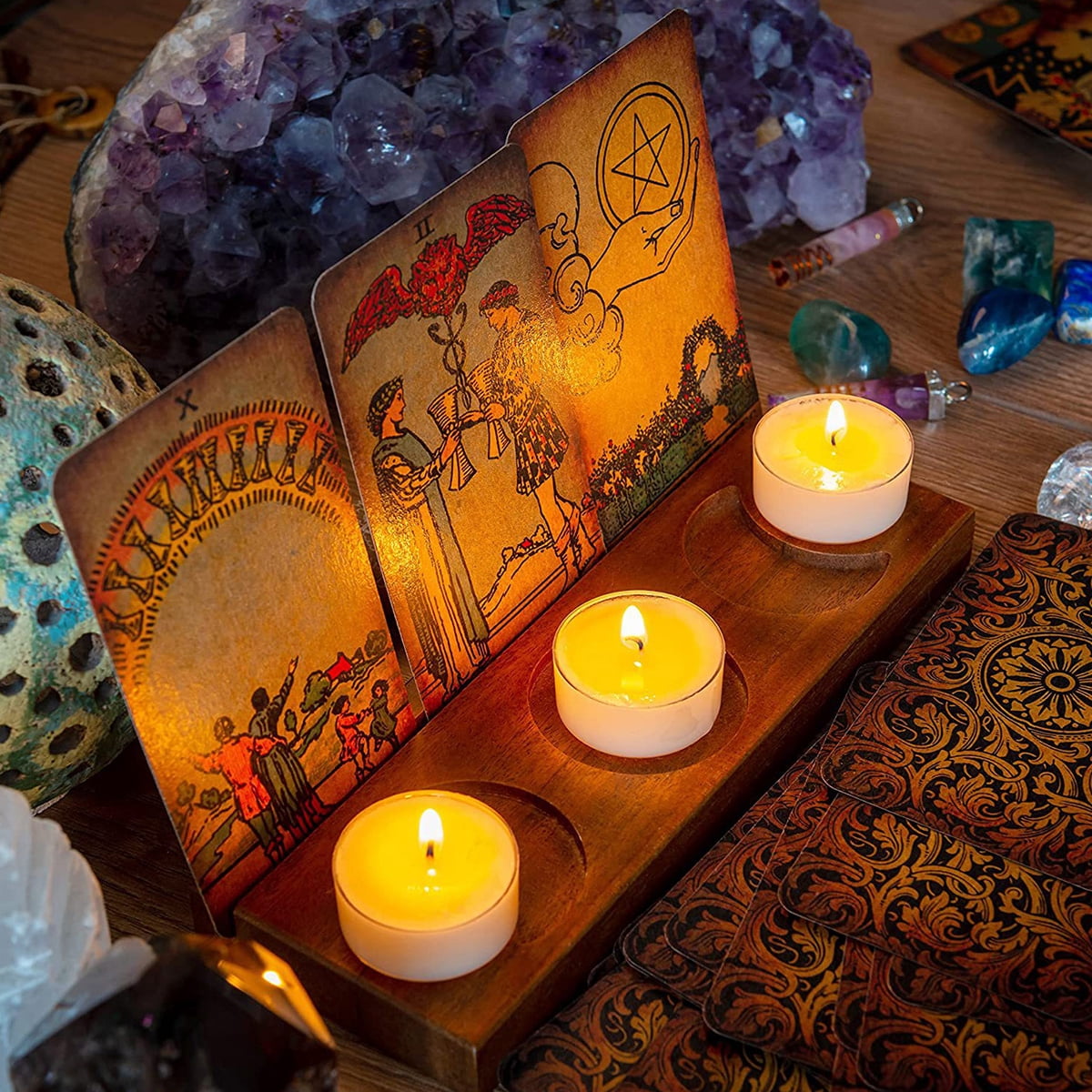 Hands DIY Tarot Card Holder Wooden Triple Moon Phases Symbol Tarot Card  Display Stands with Moon Tray Crystal Holder for Stones Cards Reading  Accessories Tarot Decor - Walmart.com