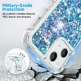 thumbnail image 4 of iPhone 13 Case for Women Girls Liquid Glitter Case,[ with Two Screen Protects ] Cute Sparkly Clear Shiny Bling Sparkle Slim Thin Protective Phone Cases for iPhone 13 Case Clear, Blue, 4 of 12