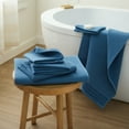 thumbnail image 3 of TOWN & COUNTRY BASICS 6-Piece Assorted Waffle Woven Terry Stripe Set, 2-Bath Towels, 2-Hand Towels, 2-Washcloths, 100% Cotton, Quick Dry, Blue, 3 of 8
