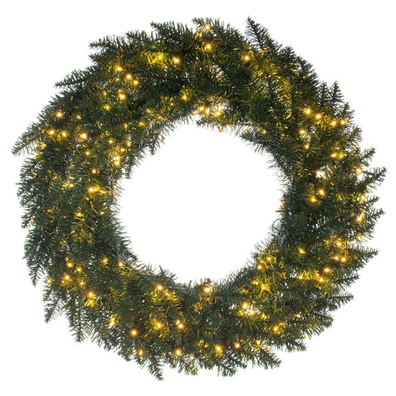 Vickerman 30" Camdon Fir Artificial Pre-Lit Wreath, Warm White 3mm Low Voltage LED Wide Angle Lights.