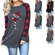 thumbnail image 3 of Women Long Sleeve Tops, Christmas Hat And Red Wine Glass Pattern Print Women Long Sleeve Shirt Plaid Sleeves For Girls For Birthday For Work ANGGREK Otros, 3 of 6