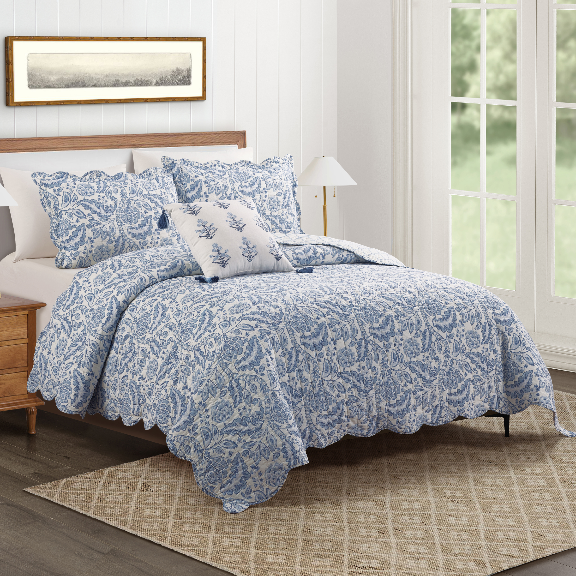 Spartina 449 Peeples Song 3-Piece Reversible Cotton Quilt Set, Full/Queen
