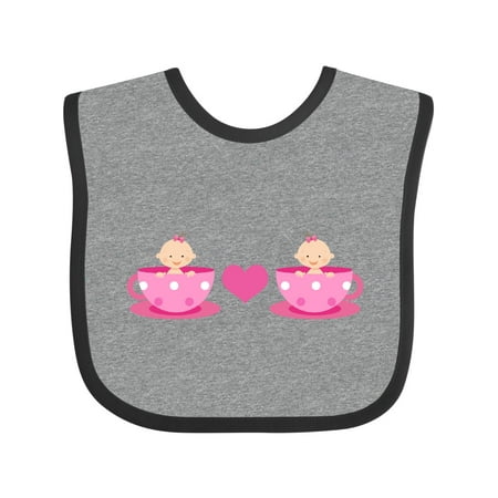 

Inktastic Tea Cup Twin Girls Girls Baby Bib