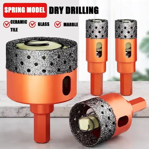1PC 20-60mm Diamond Brazed Core Dry Drill Bit for Porcelain Tiles Marble Glass Granite Hole Cup Saw Cutter Accessories Cutting