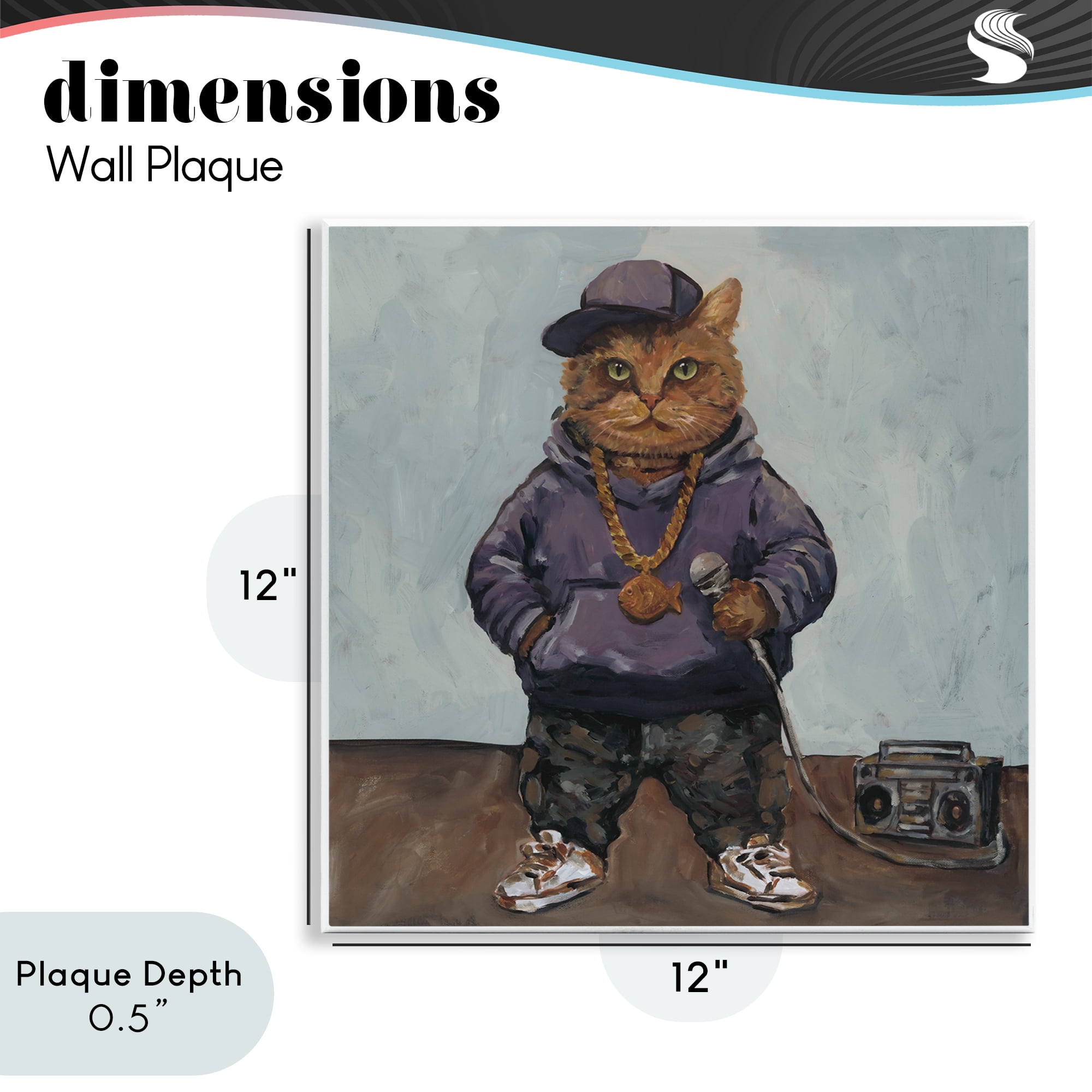 Stupell Industries Urban Hip-Hop Cat Wall Plaque Art, design by Studio Bautista