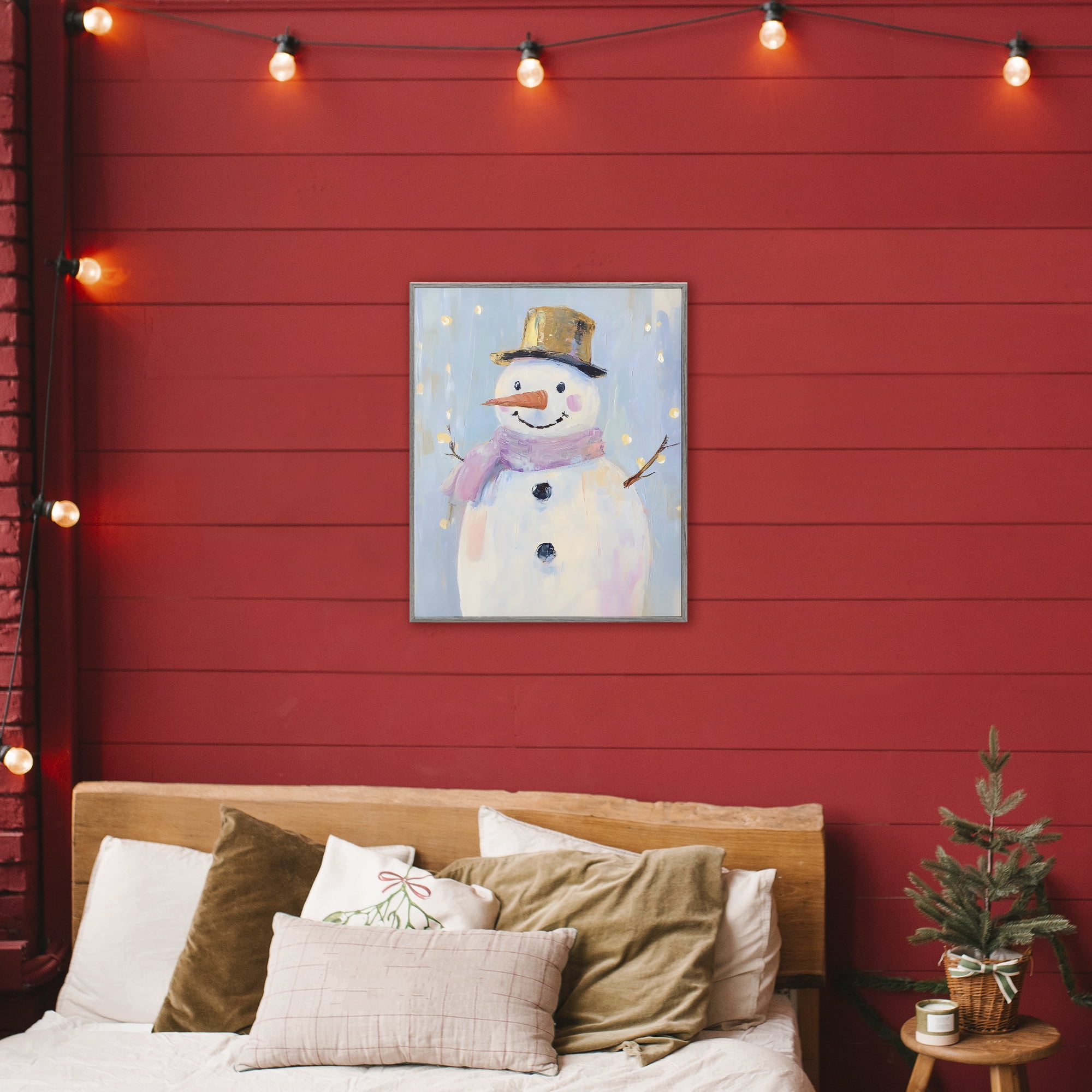Stupell Industries Cheerful Pastel Snowman Gray Framed Giclee Art, design by The Prints Vibe