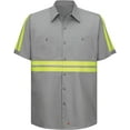 thumbnail image 3 of Red Kap Men's Enhanced Visibility Cotton Work Shirt , Grey with Yellow/Green Visibility Trim,  Short Sleeve Medium, 3 of 4