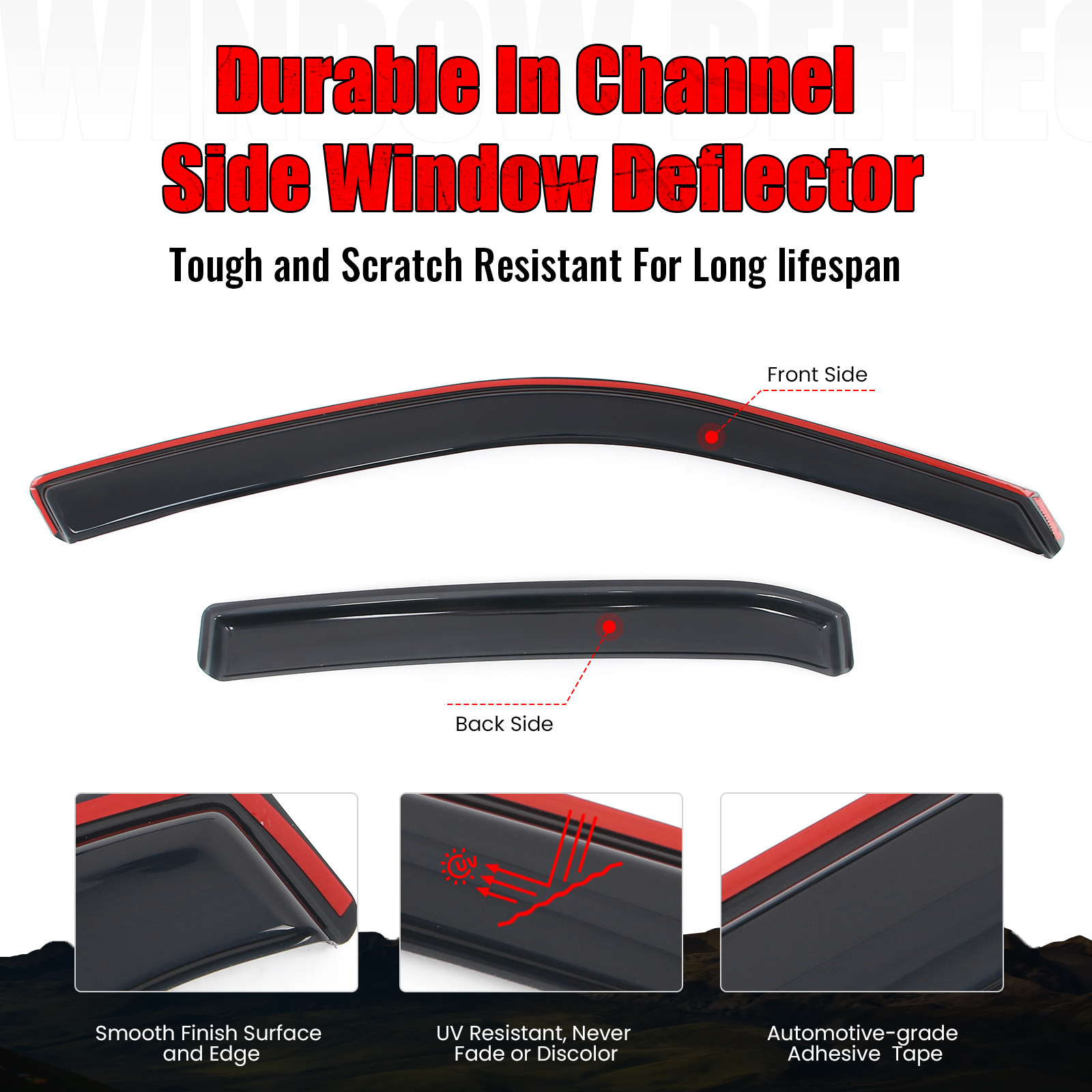 Ikon Motorsports In-Channel Window Visors Fits 2011-2023 Chrysler 300, Slim Style Side Door Rain Vent Guard Deflectors, Acrylic Smoke 4PCS