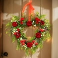 thumbnail image 2 of 1Pc Artificial Rose Wreath,Valentine's Day Heart Wreath,Heart Design Garland Pendant,Artificial Red Rose Heart Swag Kitchen Cabinet Wreath,Hanging Valentines Day Wreath for Front Door Wedding Decor, 2 of 8