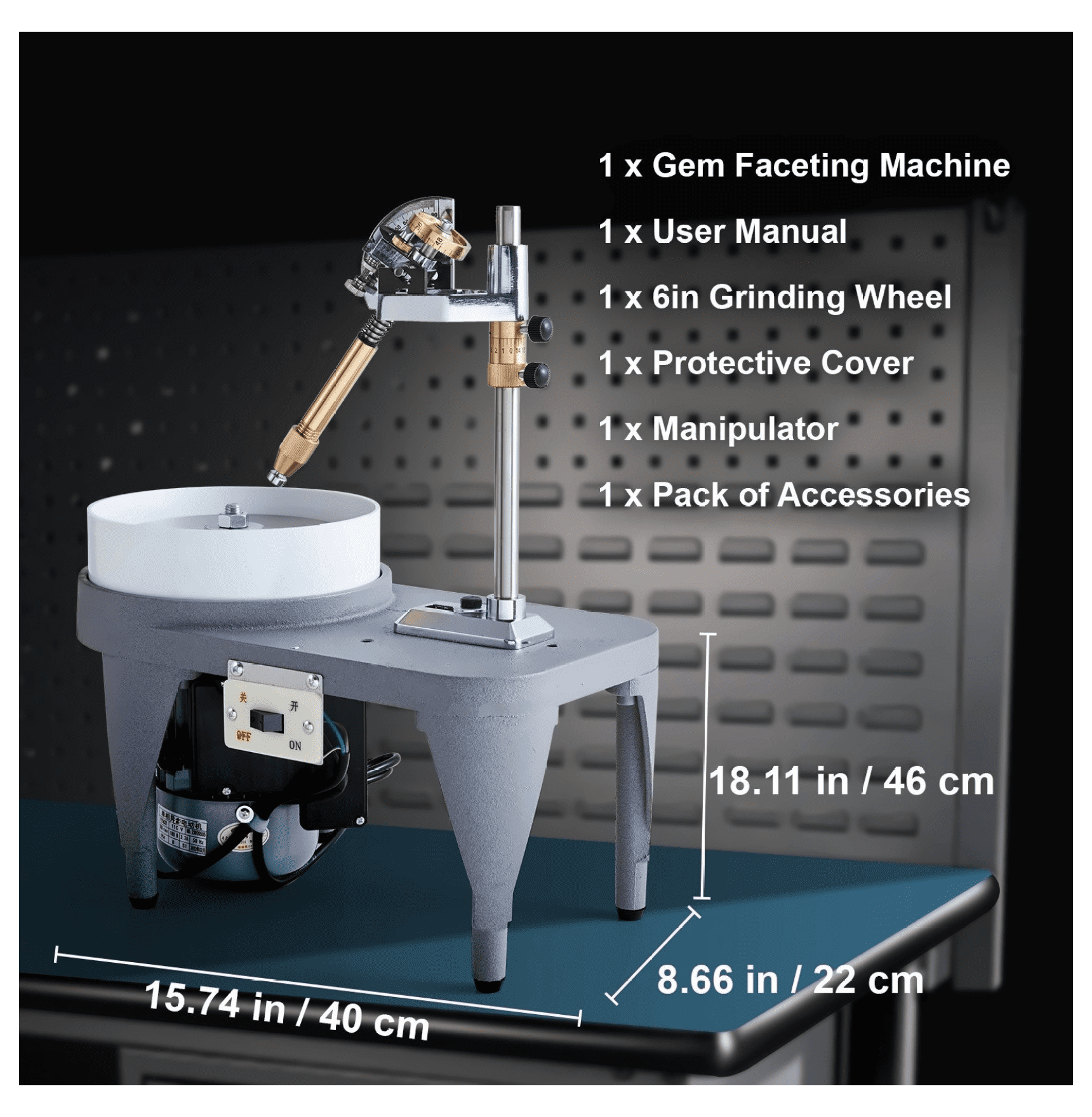 Gem Faceting Machine, 2800RPM Jade Polisher, 180W Rock Polishing Equipment, Jewel Angle Grinder, with Manipulator & Abrasive for Gemstone Cutting