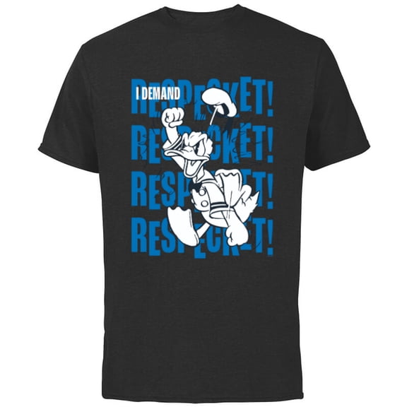 Disney Donald Duck 90th Anniversary I Demand Respect! Retro- Short Sleeve Cotton T-Shirt for Adults - Customized-Black