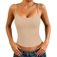 thumbnail image 2 of Khaki Women's Shelf Bra Camisole Tops Ribbed Polyester,Spandex Sleeveless Casual Shirts Racerback Workout Yoga Camisole Tops Comfy Undershirt Tank Top Women L, 2 of 8