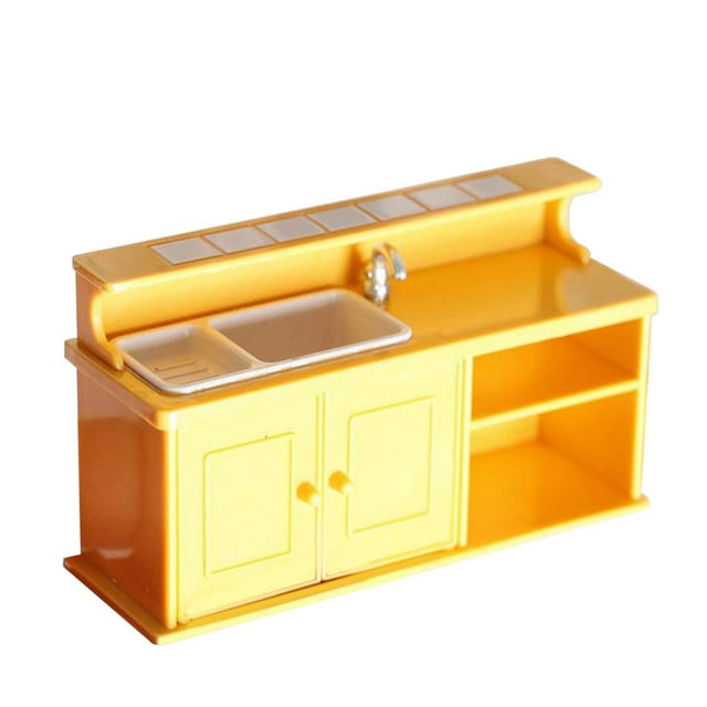 Muebles de cocina de plástico en miniatura modernos a escala 1:12 para casa de muñecas. Contador del gabinete