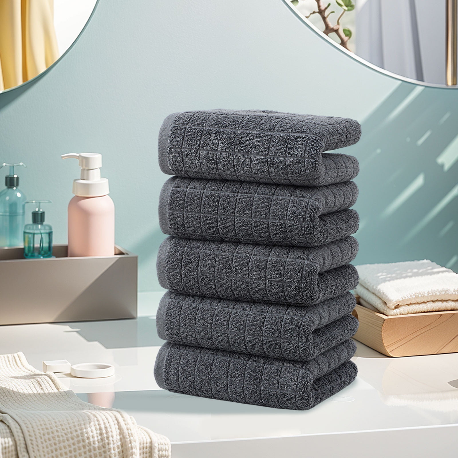 Thick Hotel Style Towel Set, Soft Bath Towels, Modern Abstract Pattern, Luxurious Spa Feel, High Absorbency, Eco-friendly Cotton Blend, Spa Quality Fabric, Travel Packing Friendly, Gym