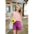 thumbnail image 6 of Arshiner Girls Summer Tops Short Sleeve Square Neck Lace Openwork Pleated Blouse Tunic Tops, 6 of 7
