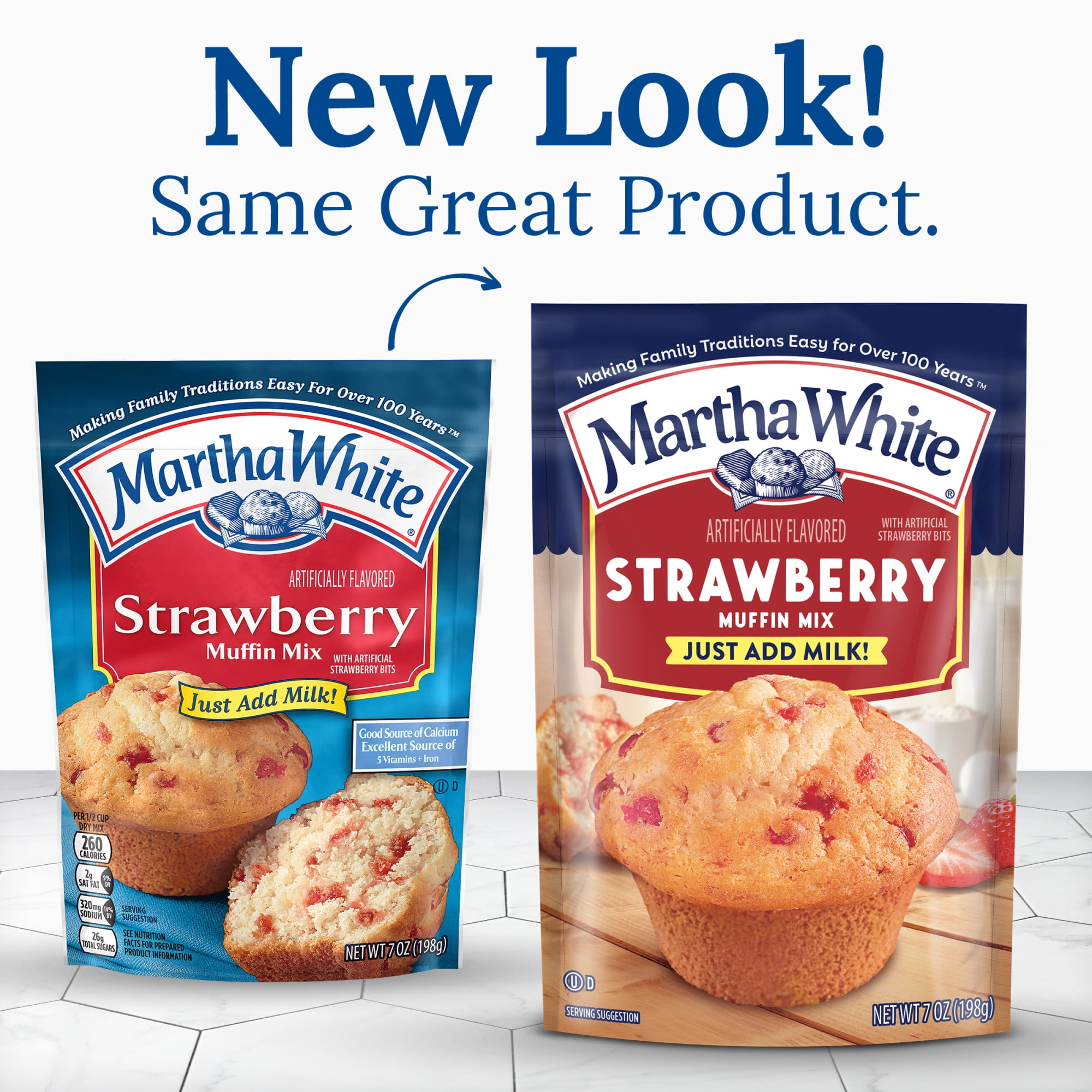 (12 pack) Martha White Strawberry Muffin Mix, 7 oz Bag