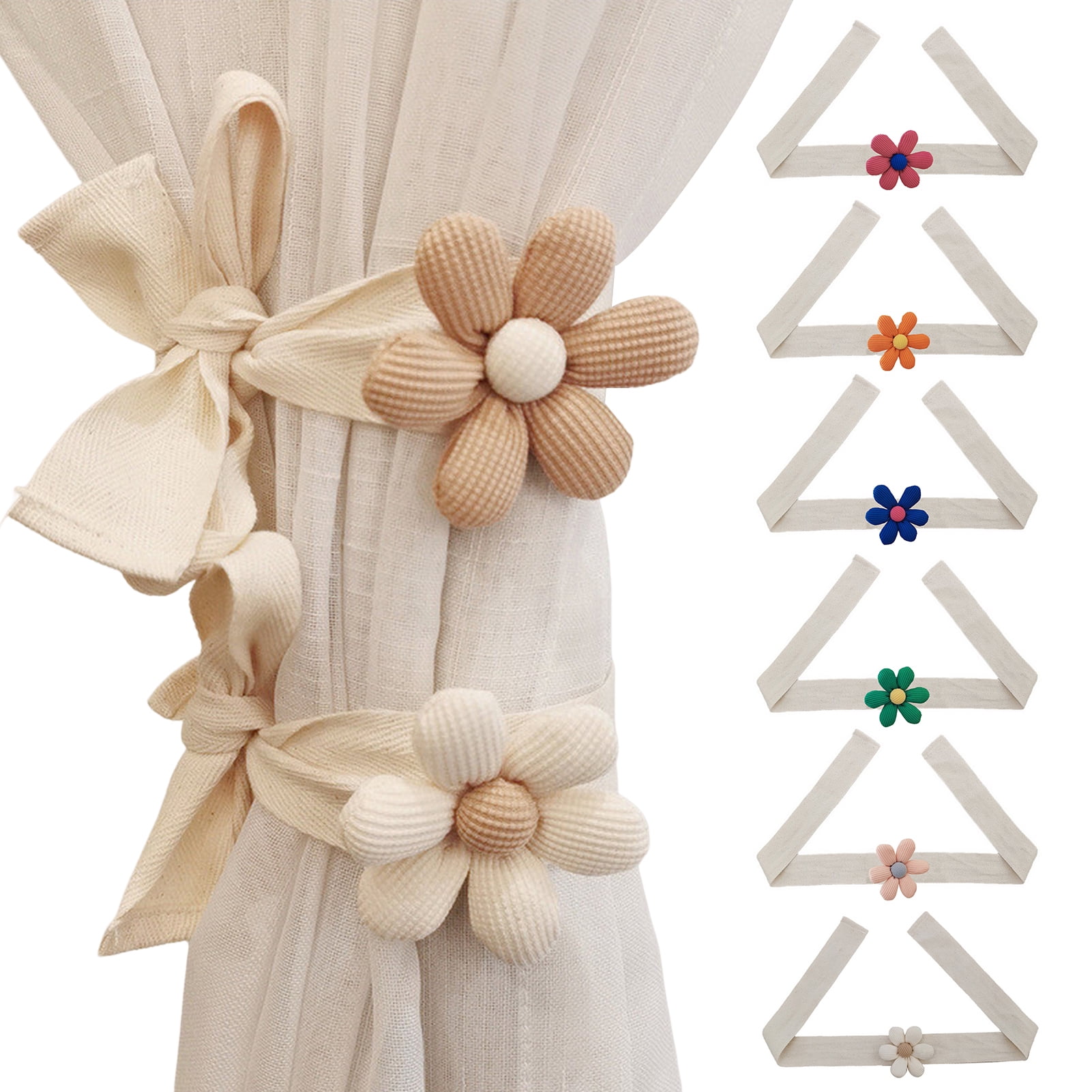 Honrane Cute 3D Flower Curtain Ties: 2Pcs Curtain Ropes with Free ...
