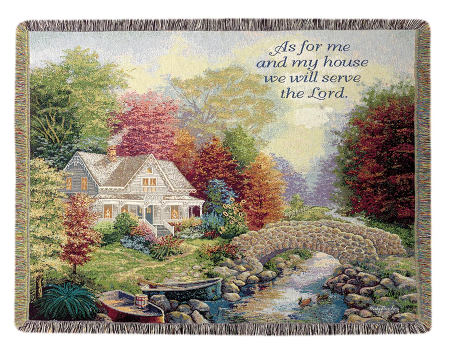 Autumn Tranquility Religious Inspirational Tapestry Throw Blanket 50" x
