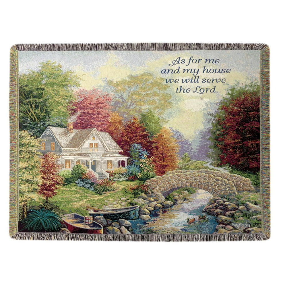 Autumn Tranquility Religious Inspirational Tapestry Throw Blanket 50" x
