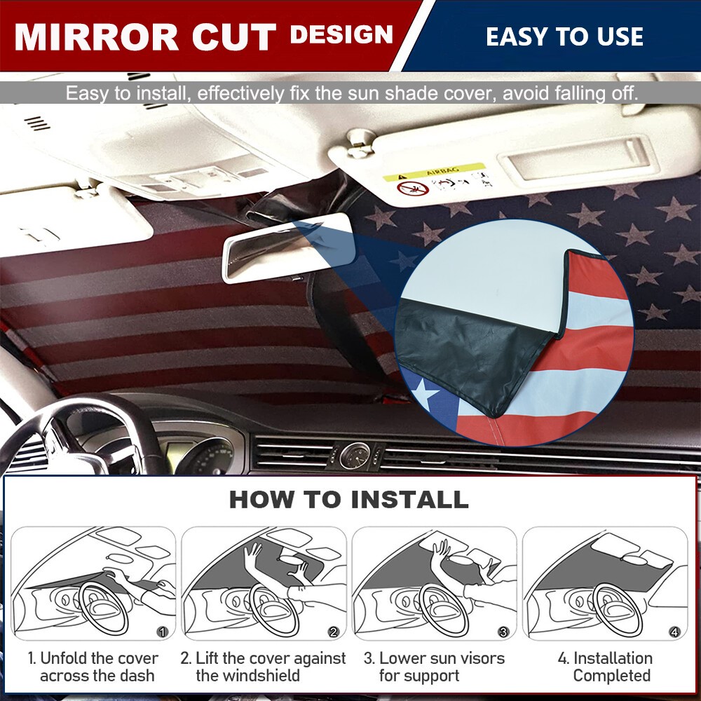 ASTRAEA Foldable Car Window Sunshade with American Flag photo 6