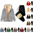 thumbnail image 2 of guisaled Men Sweatsuits Sets Sherpa Lined Fleece Tracksuits 2 Piece Hoodeis Full Zip Sweatsuits Set Winter Warm Sweatpants Suits Outfit Sale, 2 of 3
