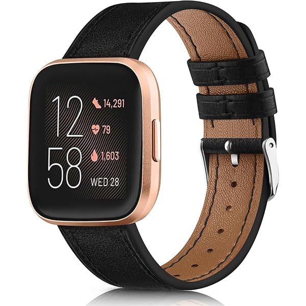 Bracelets Classiques en Cuir Véritable pour Fitbit Versa 2 Versa Lite