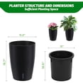 thumbnail image 2 of Riedhoff 15.7" Tall Round Planter Pots, Built-In Drainage, Self-Watering, 2 Count, Black, 2 of 9
