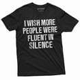 thumbnail image 3 of Men's fluent in silence T-shirt funny text humorous saying tee shirt birthday gift tee (4X-Large Military Green), 3 of 7