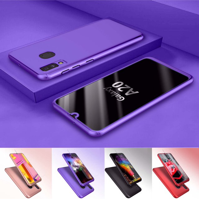Samsung Galaxy A20 2019 Case, Sturdy Case for Galaxy A20 6.4", Full Body Coverage Protection Scratch Proof Hard Slim A20 Case With Tempered Glass Screen Protector Skin Case Cover -Rose Gold