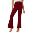 thumbnail image 2 of Jinhomg Girls Flare Leggings High Waist Cute Preppy Clothes for Girls Uniform Pants with Pockets Bell Bottom Pants Wine (2-12 Years), 2 of 6