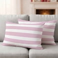 thumbnail image 2 of Pink Stripe Outdoor Pillow Covers 20x12 Set of 2,Waterproof Patio Throw Pillowcase Protectors,Modern Simple Geometric White Striped Lumbar Decorative Pillow Shams Cushion Covers for Seat Bed Couch, 2 of 8