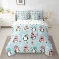 thumbnail image 2 of Erosebridal Cartoon Penguin Bedding Sets Twin Size,Antarctic Animals Comforter Sets with Sheets,Microfiber Reversible Bed in a Bag Twin size,Kawaii Decor,7pcs, 2 of 6