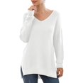 thumbnail image 1 of T-shirt à Manches Longues à Col en V pour Femmes, à Manches Longues, à Manches Longues, 1 of 4