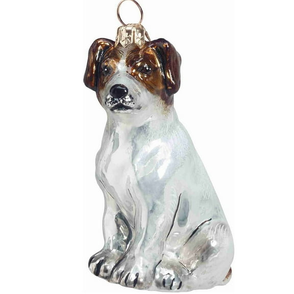 Sitting Parsons Jack Russell Terrier Dog Polish Glass Christmas Ornament New