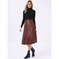 thumbnail image 2 of DARING DIVA Women's Vintage A Line Faux PU Leather Midi Skirts Small Burgundy, 2 of 6
