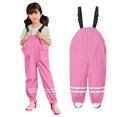 thumbnail image 2 of shoper Kids Rain Pants Girls Waterproof Solid Color with Reflective Strips Breathable Rain Bodysuits Unisex Kids Raincoat for All Ages Pink 92/S, 2 of 4