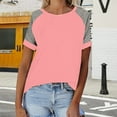 thumbnail image 2 of Zpanxa Womens Summer Tops Ladies' Casual Color Blocked Round Neck Short Sleeve T-Shirt Top, 2 of 8