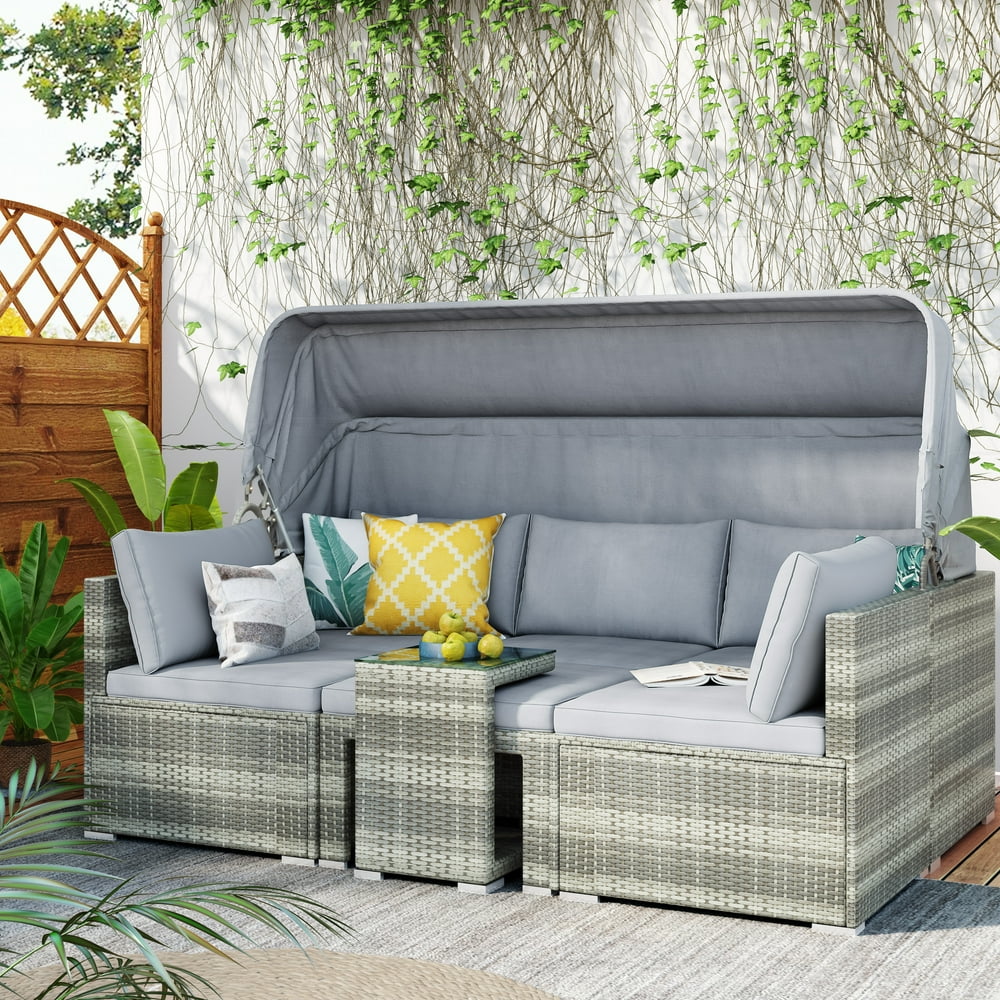 Patio Conversation Set, 5 Piece Outdoor Patio Furniture Sets, Wicker