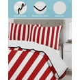 thumbnail image 4 of Quilts Twin Size Bedding Set, Red Striped Lightweight Quilted Comforter, Christmas Farmhouse Red White Stripes Soft Reversible Bedspread Coverlet with Pillow Covers for All Season, 68" x 86", 4 of 7