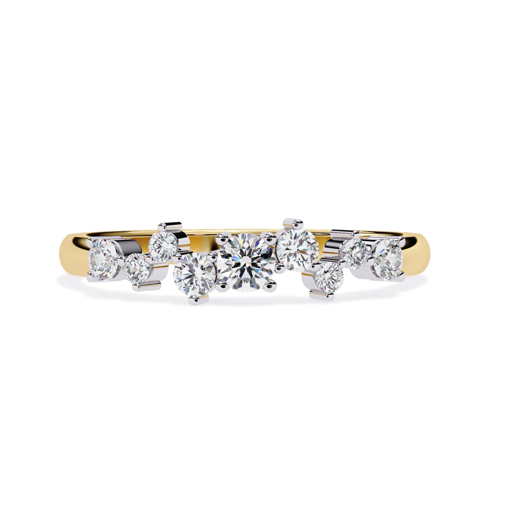 AFFY Eternity Rings for Women, Round Cut Lab Created Moissanite Engagement Wedding Band Ring in 10K Solid Yellow Gold Size-6.5