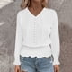 thumbnail image 3 of Ailaofu Womens Tops V Dressy Casual Neck Long Sleeve Shirts Buttons Business Casual Tops, 3 of 6