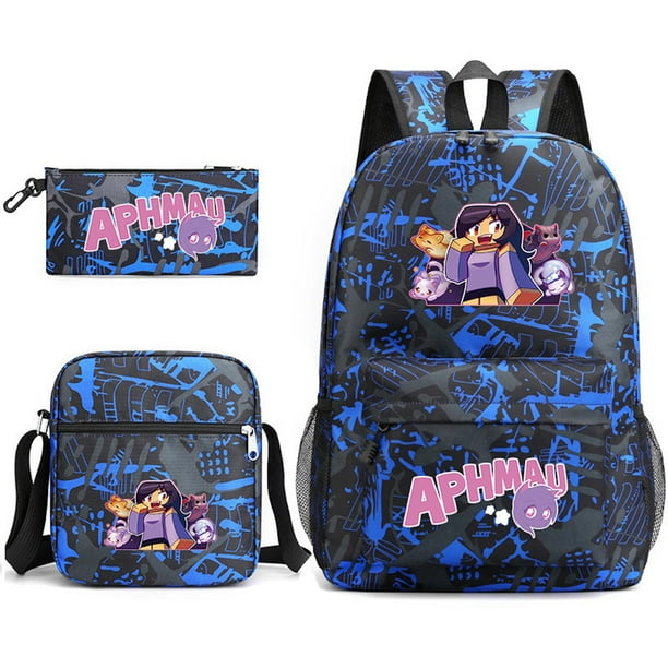 Set de mochilas Aphmaus Anime School de 3 piezas con bolsa de hombro